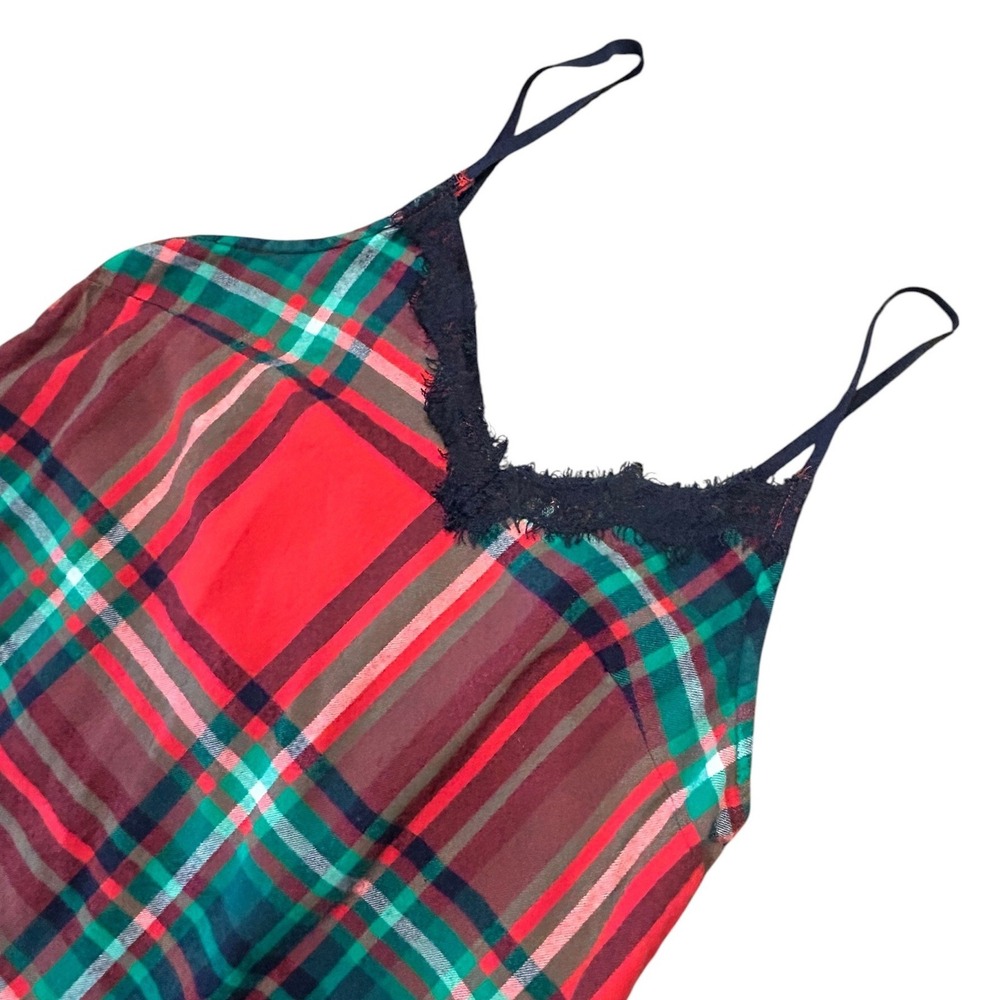 Aerie Plaid Lace Trim Nightgown Chemise Sleepwear Coquette Tartan Cottagecore